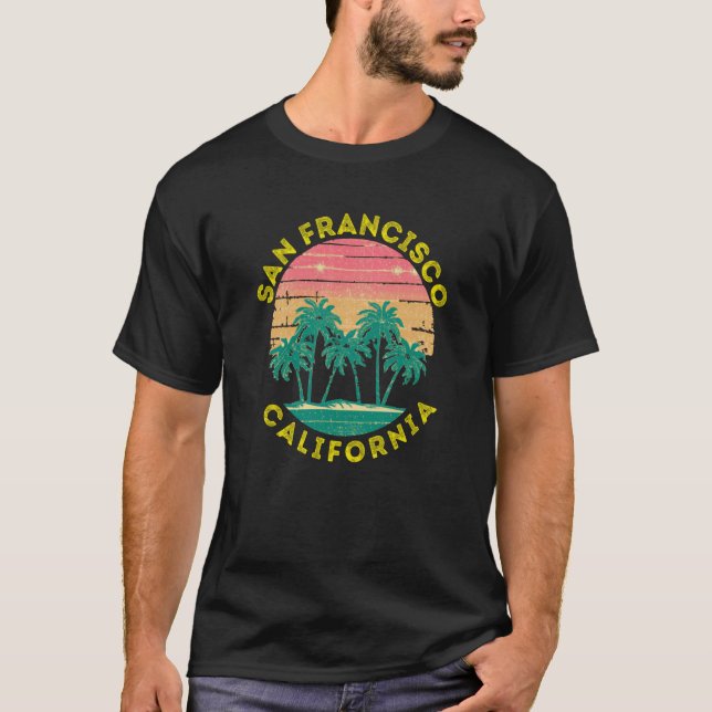 T-shirt Retro San Francisco Vacation Souvenir Palm Tree (Devant)