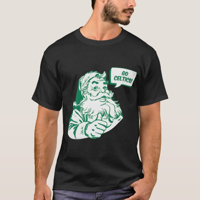 T-shirt Retro Santa Claus Go Celtics Surdimensionné (Devant)