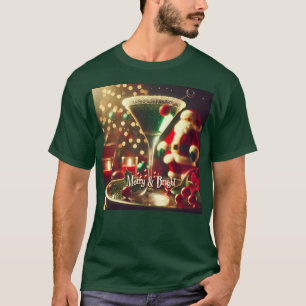 T-shirt Retro Santa Noël Martini Vert des années 50