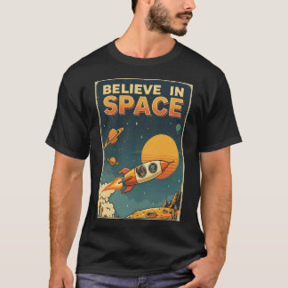 T-shirt Retro Sci-Fi Bigfoot Raccoon Believe In Space