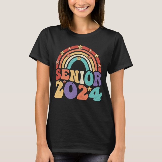 T-shirt Retro Senior 2024 Classe Super De 2024 Graduation (Devant)