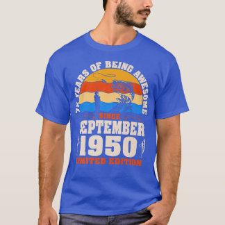 T-shirt Rétro Septembre 1950 72 Ans Amoureux de la pêche 7