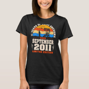 T-shirt Retro Septembre 2011 11 Année Pêche 11ème Bir
