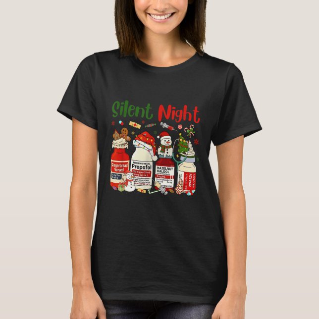 T-shirt Retro Silent Night Xmas Nurse Christmas Doctor Er  (Devant)