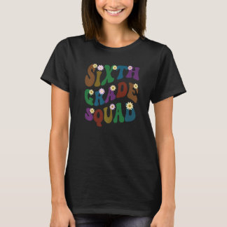 T-shirt Retro Sixth Grade Squad Teacher Hello 6th Gr Pink 