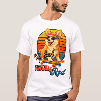 T-shirt Retro Skate Corgi – Tony Bark™ – Smol & Rad