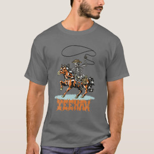 T-shirt Retro Skeleton Cowboy Yeehaw Western Country Cowgi