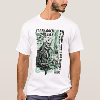 T-shirt Retro Skeleton Rocker Vintage Trash Rock 