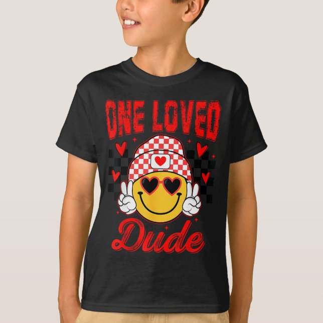 T-shirt Retro Smile Face One Loved Dude Valentines Day Men (Devant)