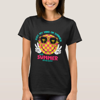 T-shirt Retro Smiley Face Vibes été pour la plage