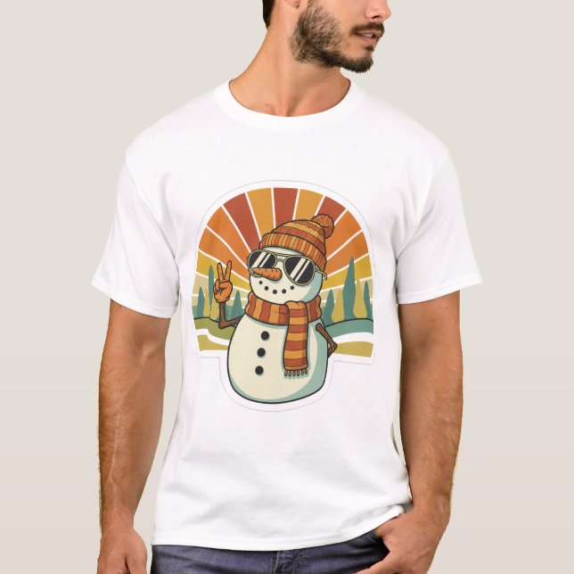 T-shirt Retro Snowman Chill Vibes (Devant)