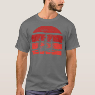 T-shirt Rétro Soleil Minimaliste Avec Pine Tree Silhouette