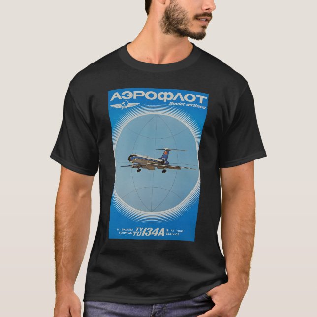 T-shirt Retro Soviet Airlines Aeroflot Russian Airline Pou (Devant)
