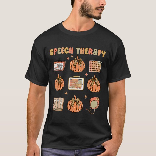 T-shirt Retro Speech Therapy Slp Fall Pumpkin Speech Thera (Devant)