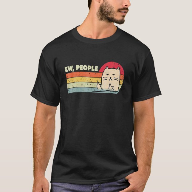 T-shirt Retro Style Ew People Cat   Cat (Devant)
