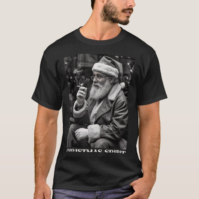T-shirt Retro Style Santa Claus Smoking Cigarette Christma (Devant)