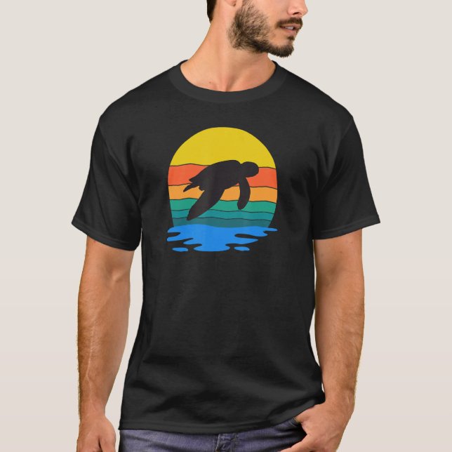 T-shirt Retro Style Turtle Silhouette Save The Turtles Und (Devant)