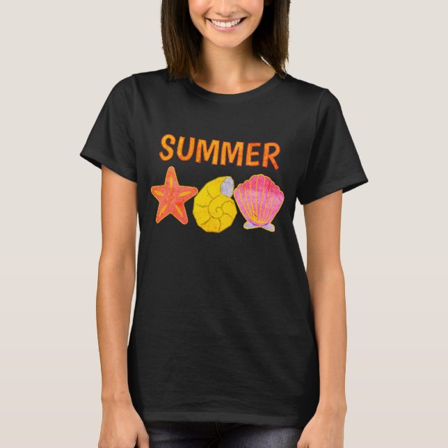 T-shirt Retro Summer Seashells  (Devant)