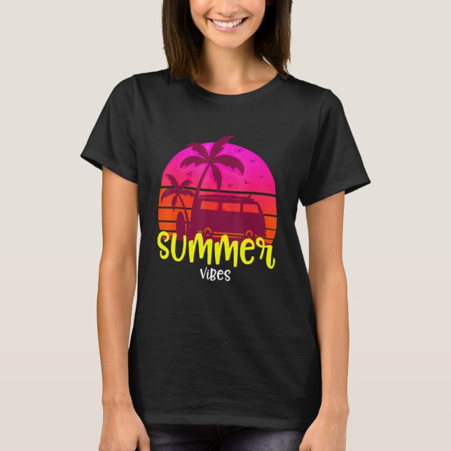 T-shirt Retro Summer Vibes Camping Été (Devant)