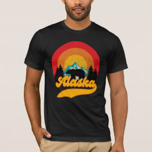 T-shirt Retro Sunset Alaska Juneau Bear Mountains Wild AK