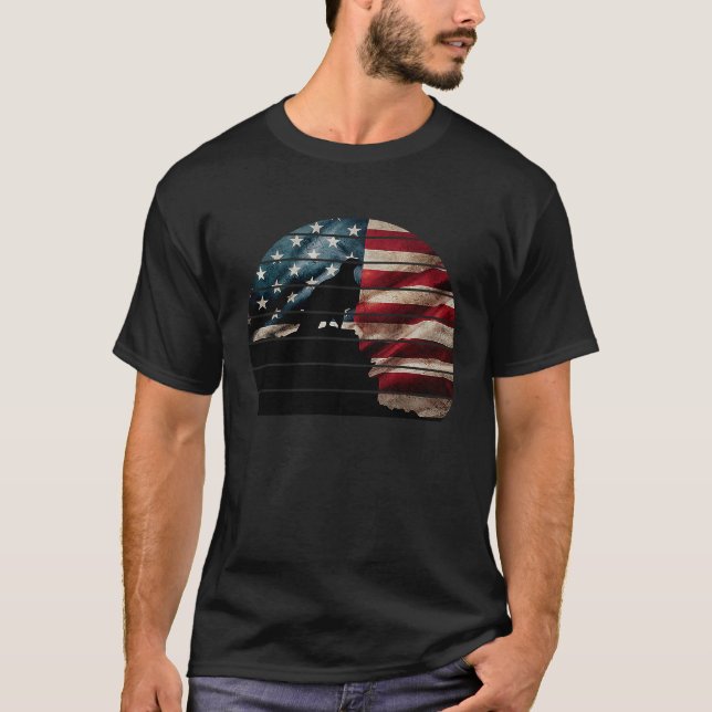 T-shirt Retro sunset bald eagle standing on cliff American (Devant)