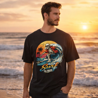 T-shirt Retro Sunset Beach Gothic Surfing Graphic