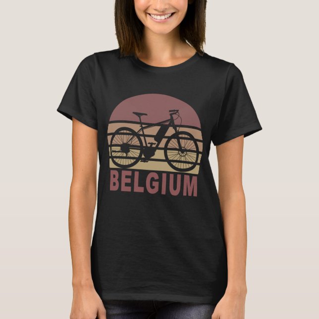 T-shirt Retro Sunset Bike Belgique (Devant)