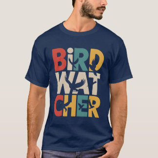 T-shirt Retro Sunset Birdwatcher Birdwatcher Bird Lover fa