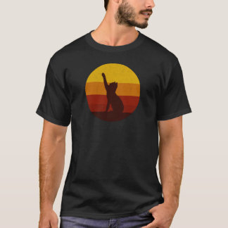 T-shirt Retro Sunset Cat Silhouette | Vintage Aesthetic Ca
