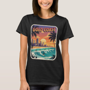 T-shirt Retro Sunset Gold Coast Australie Surfer Beach