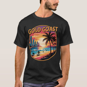 T-shirt Retro Sunset Gold Coast Australie Vacances Plage