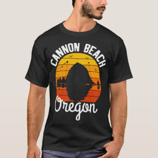 T-shirt Retro Sunset Haystack Rock Souvenir Cannon Beach