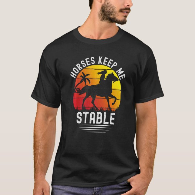 T-shirt Retro Sunset Horses Keep Me Stable  Horses (Devant)