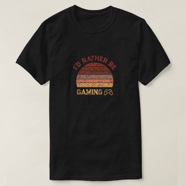 T-shirt Retro Sunset Je préfère jouer (Design devant)