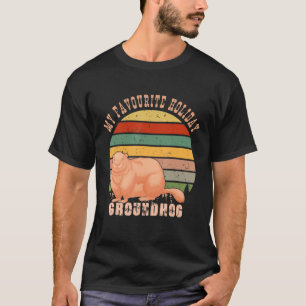 T-shirt Retro Sunset My Favorite Holiday Groundhog Day 202