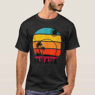 T-shirt Retro Sunset Palm Trees Beach Cruise été Jamaïque