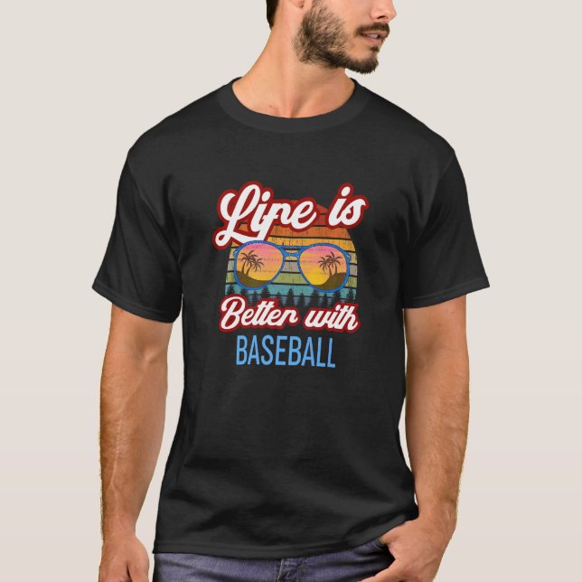 T-shirt Retro Sunset Slogan   With Baseball (Devant)