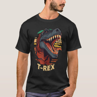T-shirt Retro Sunset T-Rex Tyrannosaurus Head Cool Dinosau