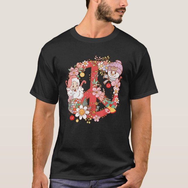 T-shirt Retro Super Joyeux Noël Hippie Santa Claus Pe (Devant)