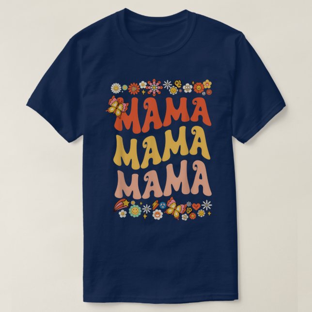 T-shirt Retro Super Mama Funny Floral Mama Automne Chute W (Design devant)