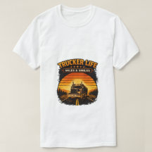 T-shirt rétro sur le thème de la vie de routier av