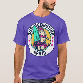 T-shirt Retro Surfer Babe Badge San Sebastian Espagne