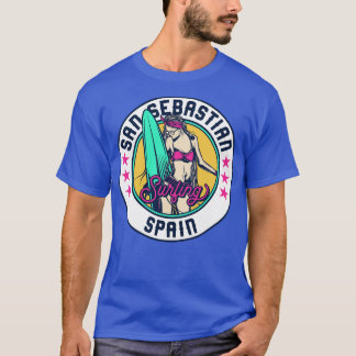T-shirt Retro Surfer Babe Badge San Sebastian Espagne