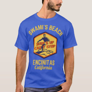 T-shirt Retro Swamis Beach Encinitas California Gold Texte
