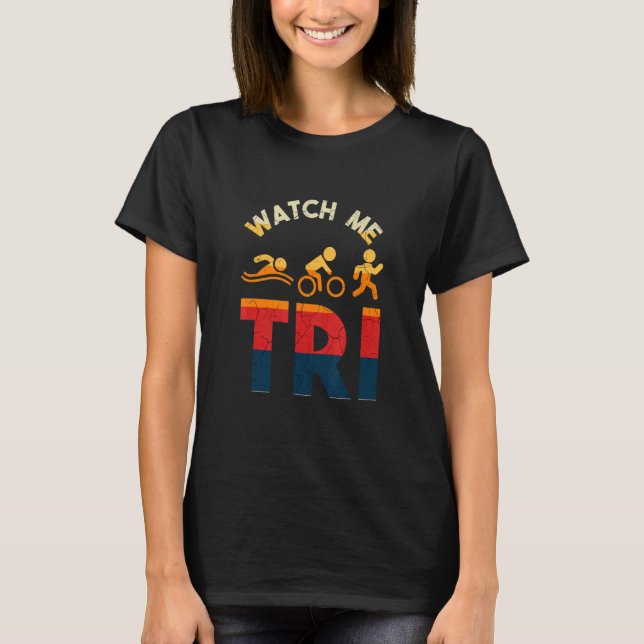T-shirt Retro Swim Bike Run Triathlon Sport Athlétisme Hom (Devant)
