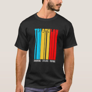 T-shirt Retro Swim Bike Run Triathlon Sport Athlétisme Hom
