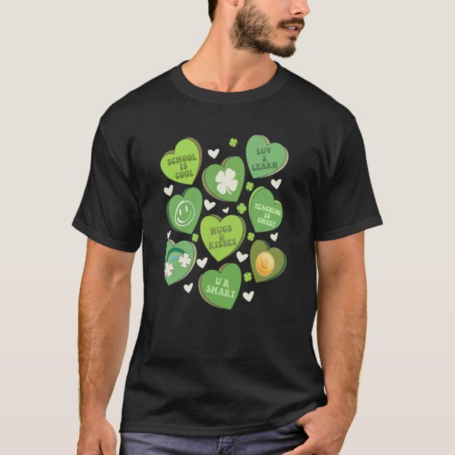T-shirt Retro Teach Conversation Hearts School St Patricks (Devant)