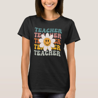 T-shirt Retro Teacher Daisy Colorful  Elementary School Te
