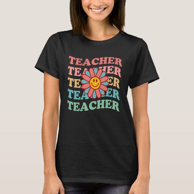 T-shirt Retro Teachers Inspirational Floral Elementary Sch (Devant)
