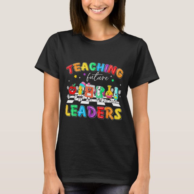 T-shirt Retro Teaching Future Leaders Groovy Teacher Back  (Devant)